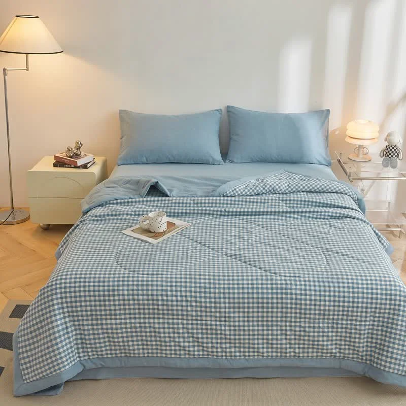 Clean Ownkoti Classic Gingham Cotton Quilt Secure