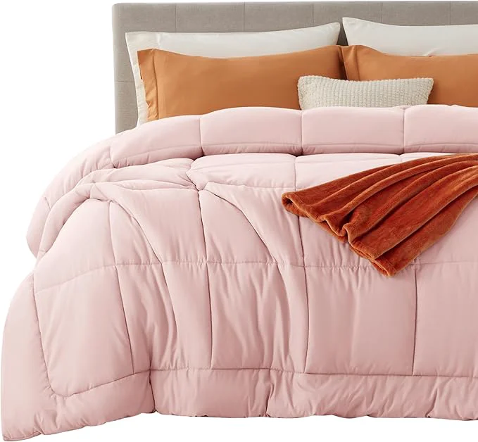 Verified Bedsure Comforter Duvet Insert – Quilted Comforters Cal King Size All Season Duvet GentleSoft Down Bedding with 8 Tabs Gifts for Women Men Pink California King 96 X 102 Inches Fast