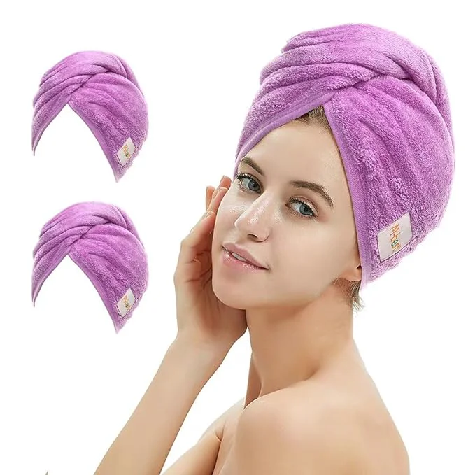 Versatile M-l 2 Pack Microfiber Hair Towel Wrap Hair Drying Towel Official