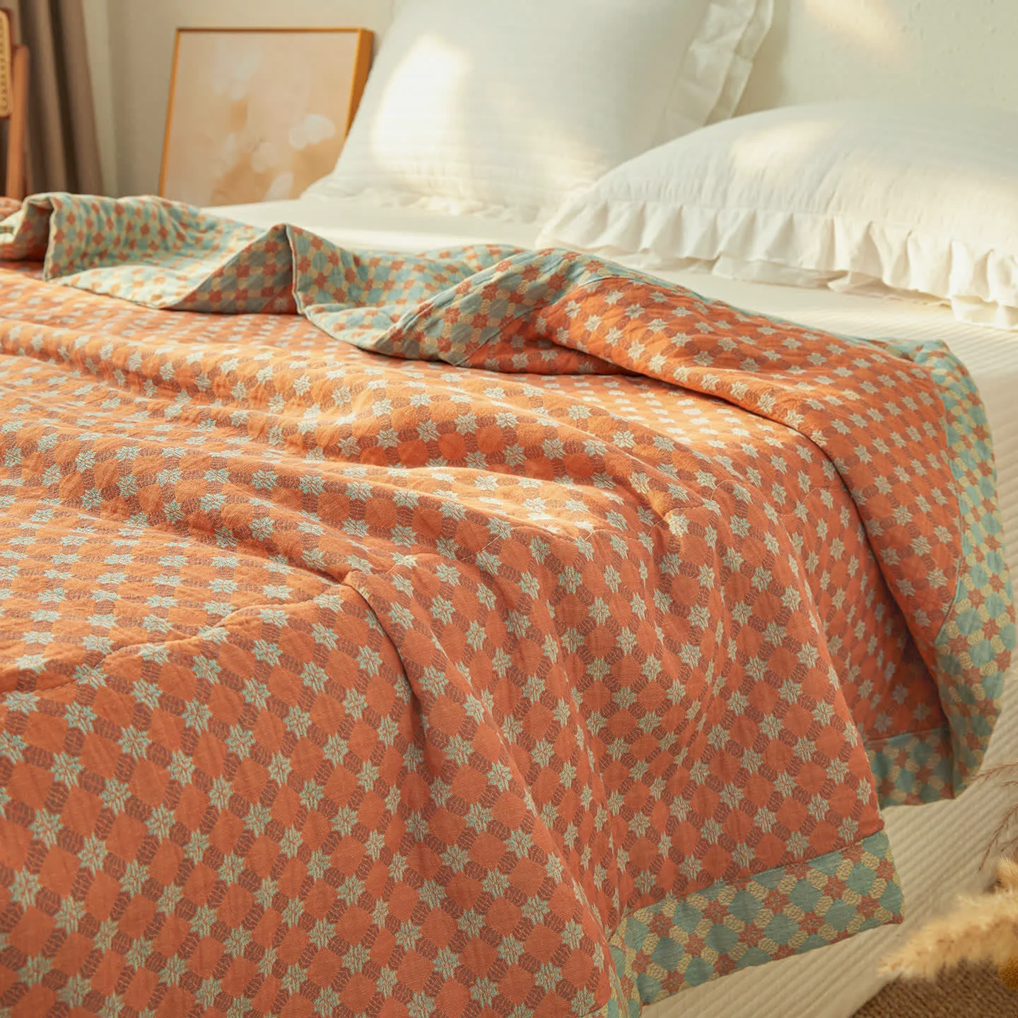 Exclusive Ownkoti Yarn-Dyed Jacquard Muslin Reversible Quilt Soft