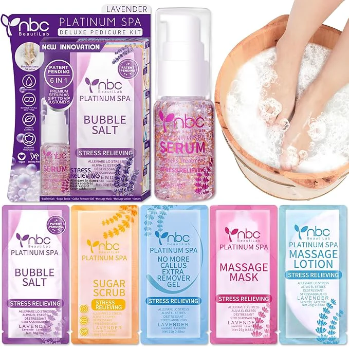 Expertly Made Pedicure Kit Foot Soak Set Bubble Salt Sugar Scrub Massage Mask Massage Fine Crafted