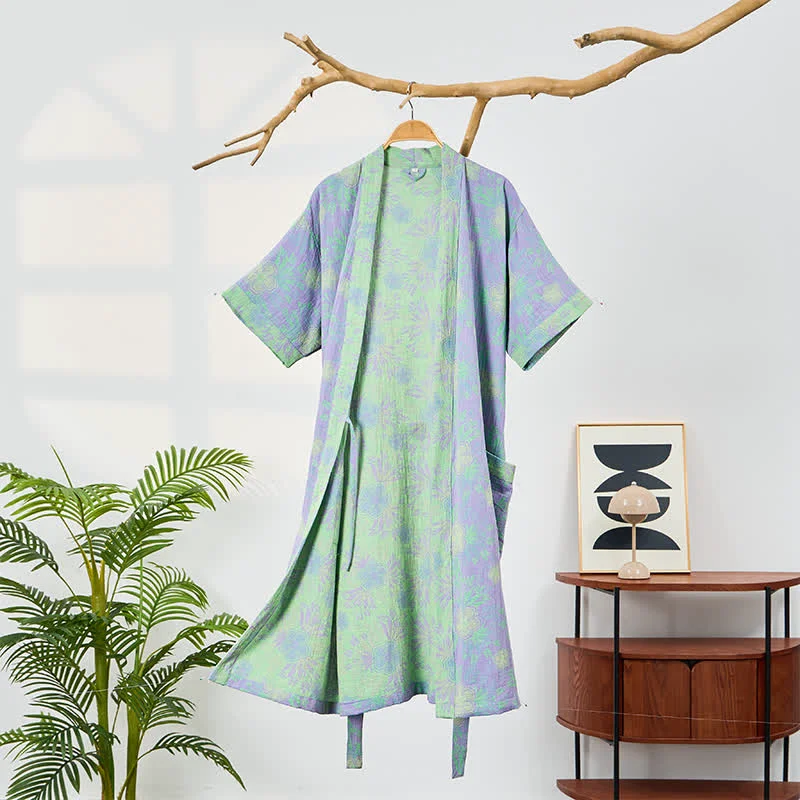 Powerful Ownkoti Refresh Floral Double-Gauze Kimono Bathrobe Modern
