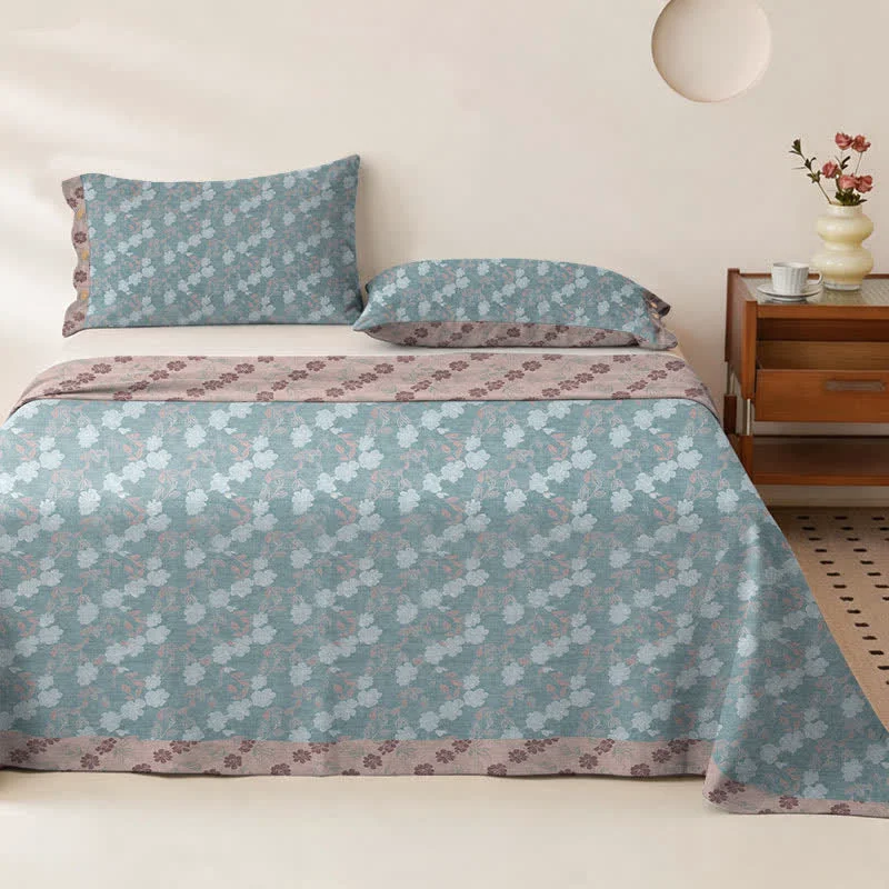 Durable Ownkoti Elegant Floral Cotton Double Gauze Bedspread Secure