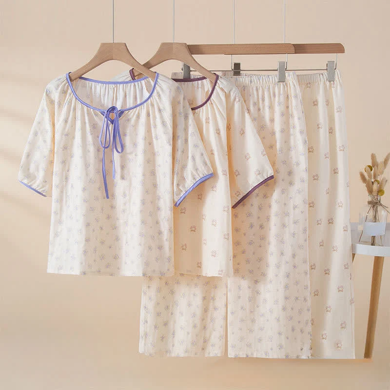 Expertly Made Ownkoti Floral Cotton Tie Neck Lightweight Sleepwear Soft