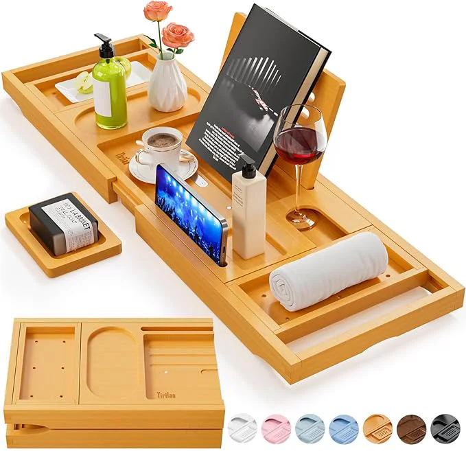 Green Premium Bathtub Tray Caddy Expandable Bath Tray Unique House Warming Gifts Pure