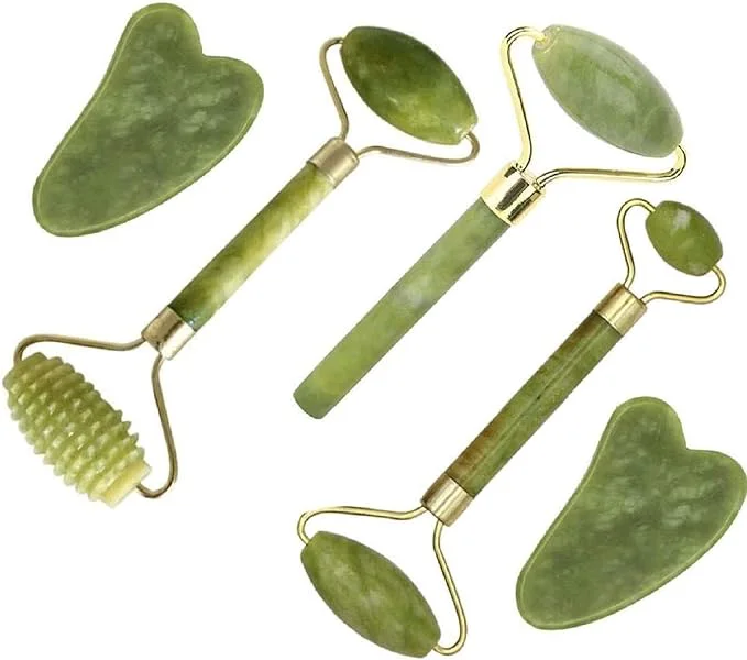 Optimized Jade Roller Gua Sha Set 5 in 1 Facial Massager Tools High-Grade