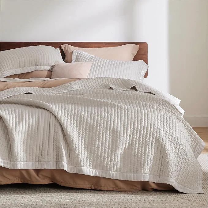 Smooth Bedsure Quilts Twin Size – Twin Quilt Bedding Set Bedspread Coverlet Comforter Lightweight Corduroy Pattern Bedspread 2-Piece Set with 68 quot x86 quot Coverlet amp 1 Pillow Sham All-Season Soft Microfiber