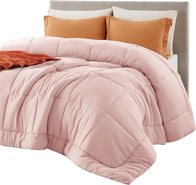 Casual Bedsure Comforter Duvet Insert – Quilted Comforters Twin XL Size All Season Duvet GentleSoft Down Bedding with 8 Tabs Gifts for Women Men Pink Twin XL 92 x 68 Inches Easy-to-Use
