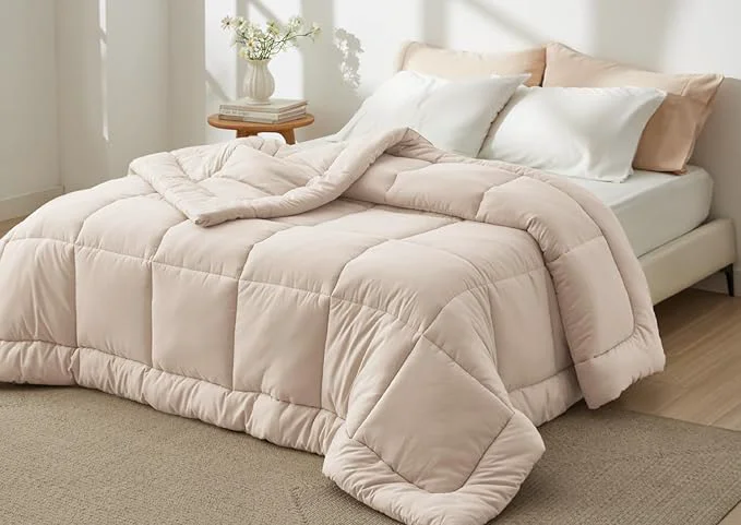 Original Design Bedsure Comforter Duvet Insert – Quilted Comforters Full Size All Season Duvet GentleSoft Down Bedding with 8 Tabs Gifts for Women Men Beige Full 86 x 82 Inches Smooth