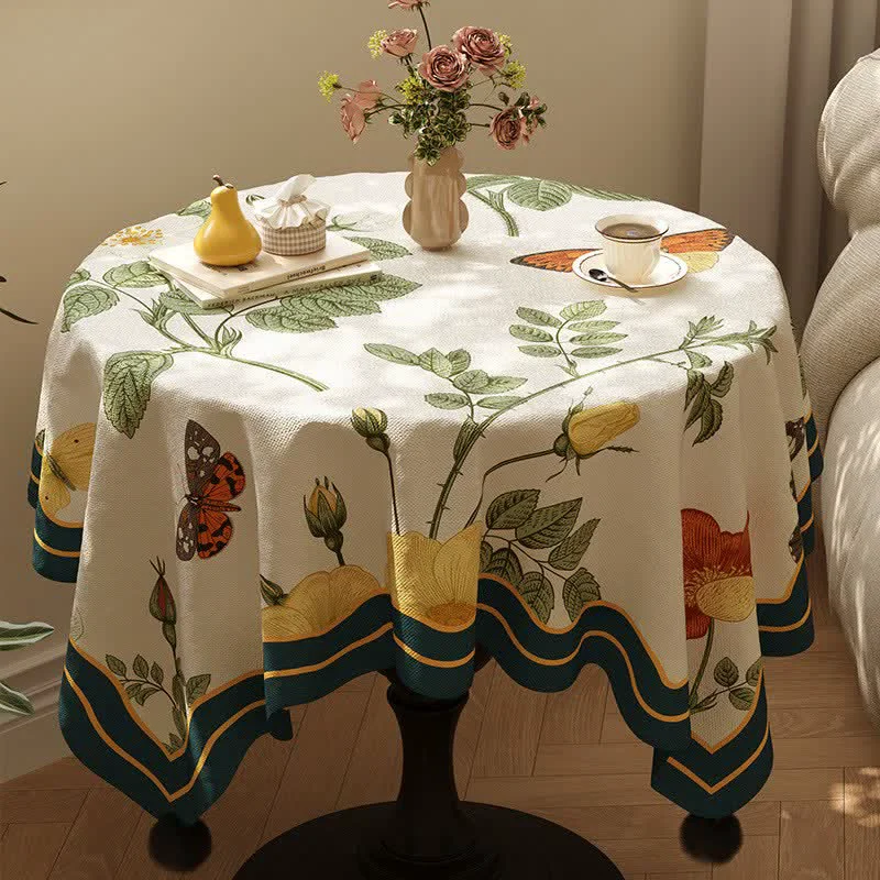 First-Class Ownkoti Botanical Butterfly Print Pom-Pom Tablecloth Smart