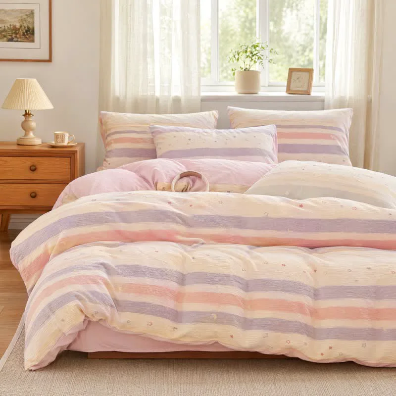 Innovative Ownkoti Pastel Stripe Starry Triple Gauze Bedding Set Genuine
