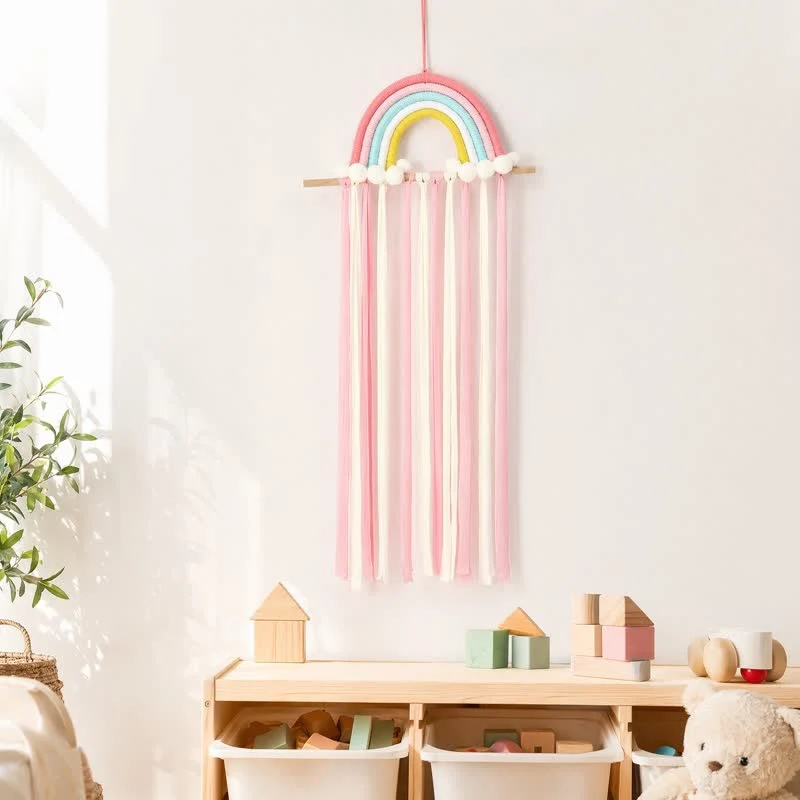 Organic Ownkoti Handmade Nordic Rainbow Tassel Wall Hanging Crafted