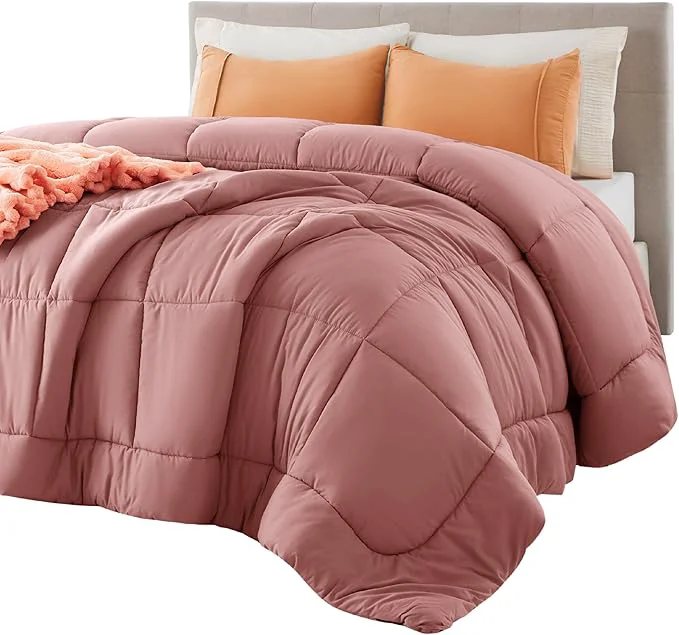 Casual Bedsure Comforter Duvet Insert – Quilted Comforters Twin Size All Season Duvet GentleSoft Down Bedding Blanket with 8 Tabs Gifts for Women Men Dusty Pink Twin 88 x 68 Inches Secure