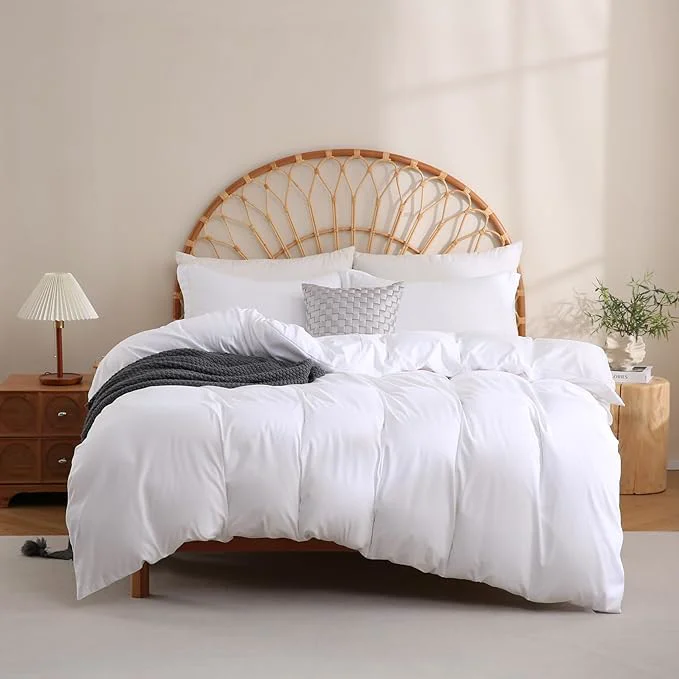 Reusable JSD White Duvet Cover Set Full Size 3 Piece Duvet Cover with Pillow Shams Soft Brushed Microfiber Zipper Closure Comforter Not Included High-End