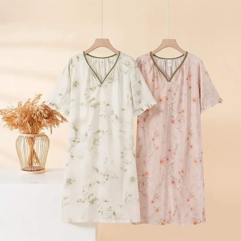 Casual Ownkoti Floral Ruffle Sleeve Lounge Nightdress Genuine