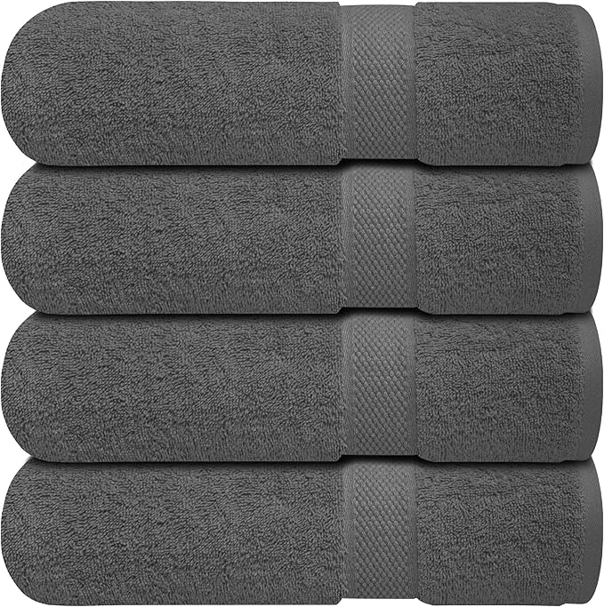 Minimalist Infinitee Xclusives Luxury Ring-Spun Cotton Bath Towels Set of 4 – Soft Contemporary