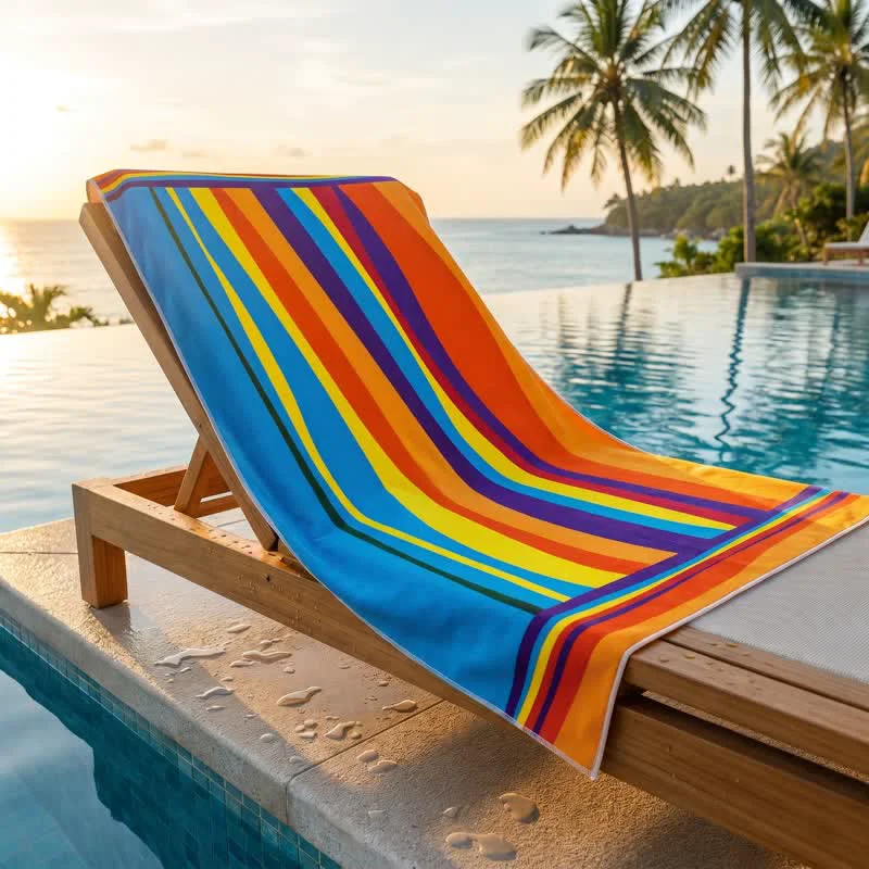 Exclusive Ownkoti Rainbow Stripe Microfiber Beach Towel Fashionable