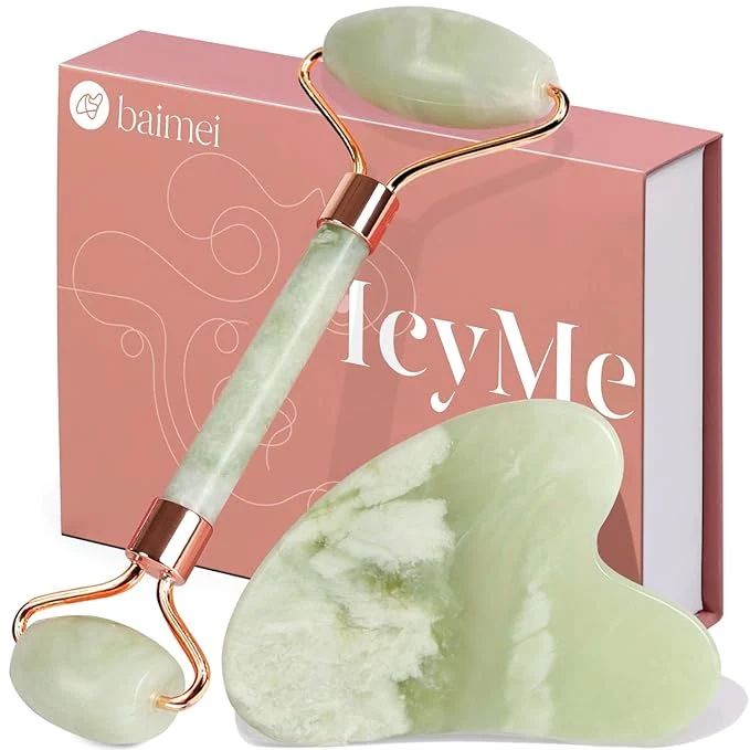 Durable BAIMEI IcyMe Jade Roller Gua Sha Set Face Roller and Gua Sha Facial Tools Convenient