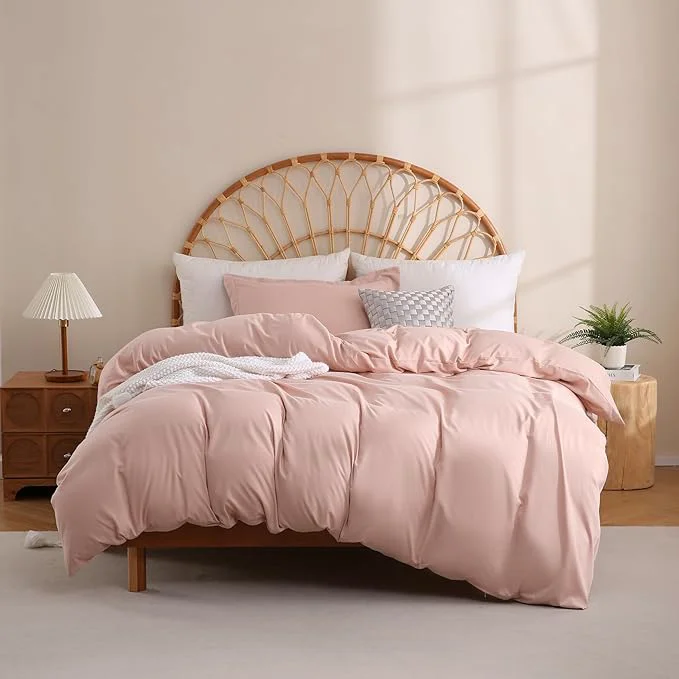 Detailed JSD Dusty Pink Duvet Cover Set Twin Size 2 Piece Microfiber Kids Duvet Cover with Pillow Sham Zipper Closure Comforter Not Included Innovative