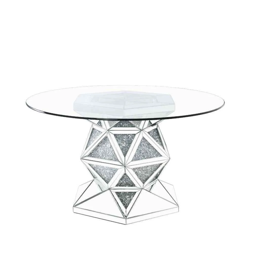 Smooth Noralie – 52 quot Round Dining Table – Mirrored amp Faux Diamonds Breathable