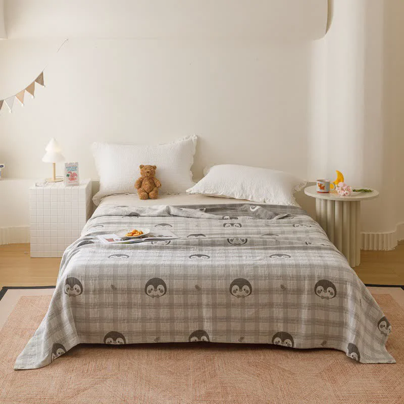 Minimalist Ownkoti Penguin amp Plaid Cotton Gauze Quilt Original