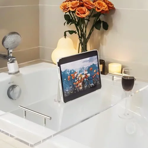 High-Performance Acrylic Bathtub Tray Clear Bathtub Caddy Bath Tray Table Crafted