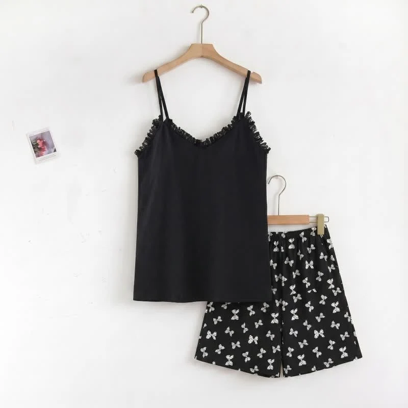 Fast Ownkoti Cami amp Bow Print Shorts Pajama Set Natural