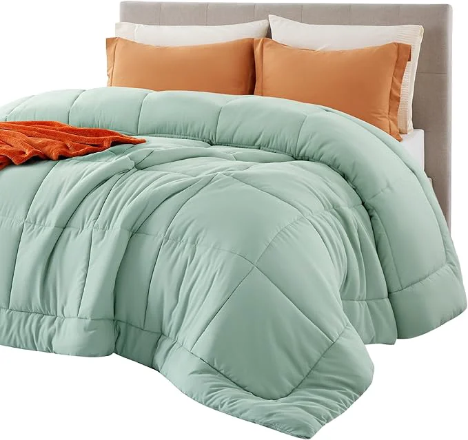 Refined Bedsure Comforter Duvet Insert – Quilted Comforters Twin Size All Season Duvet GentleSoft Down Bedding with 8 Tabs Gifts for Women Men Sage Green Twin 88 x 68 Inches Fine Crafted