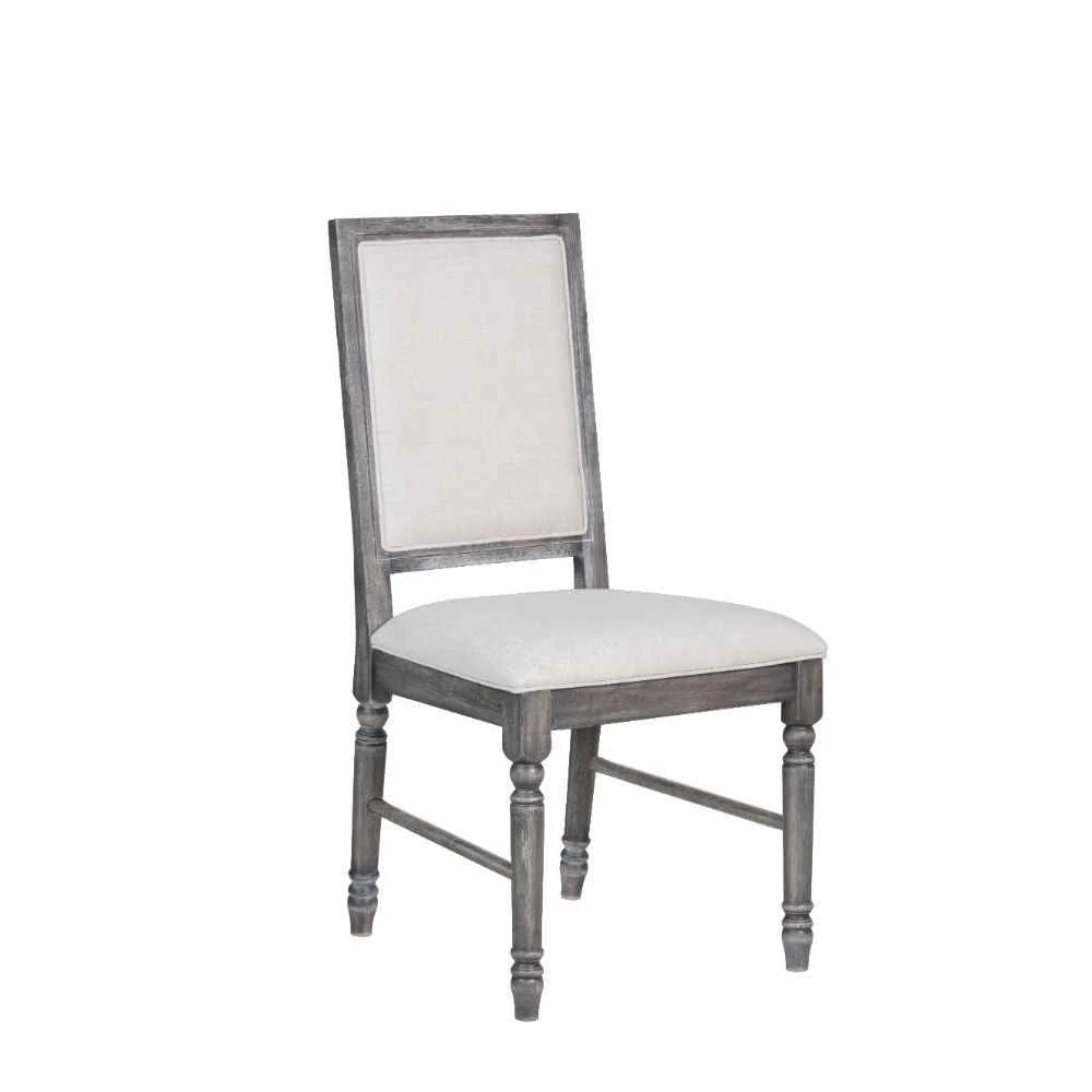 Fine Leventis – Side Chair Set of 2 – Cream Linen amp Weathered Gray Specialty