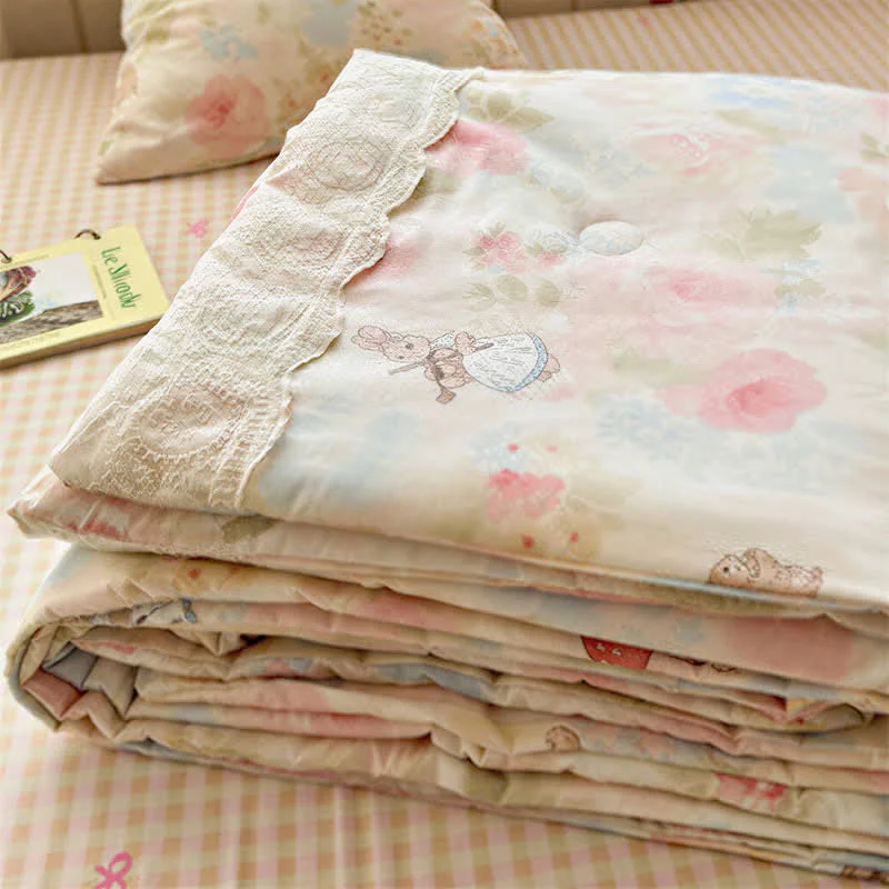Organic Ownkoti Cream Lace Bunny Cotton Bedding Set Reliable