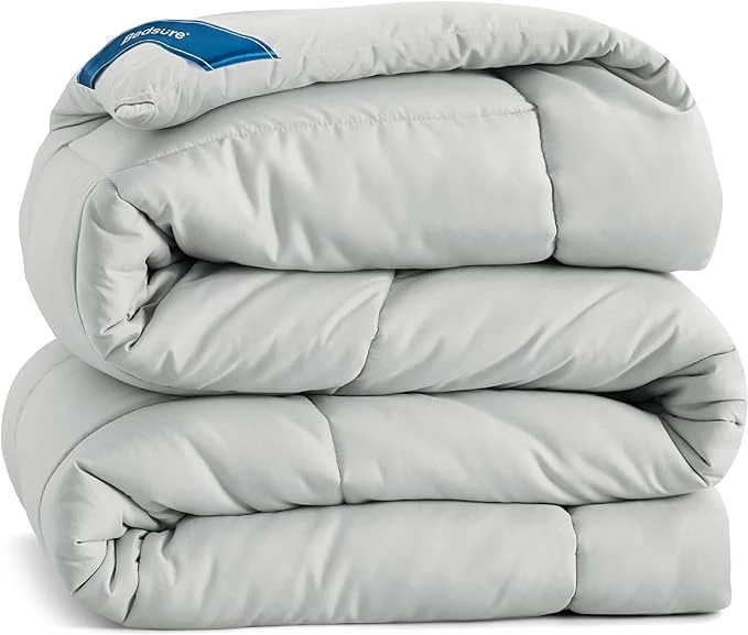 Consistent Bedsure Comforter Duvet Insert – Quilted Comforters Twin Size All Season Duvet GentleSoft Down Bedding with 8 Tabs Gifts for Women Men Light Grey Twin 88 x 68 Inches User-Friendly