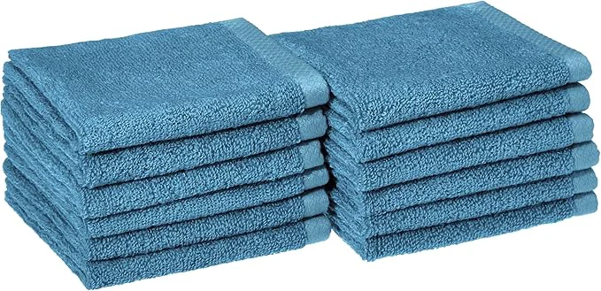 Convenient Amazon Basics Soft Cotton Washcloths Lake Blue High-Quality