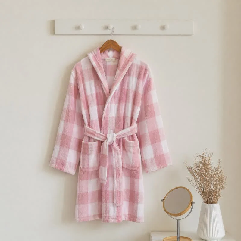 Dependable Ownkoti Kids 39 Plaid Hooded Cotton Bathrobe Luxury