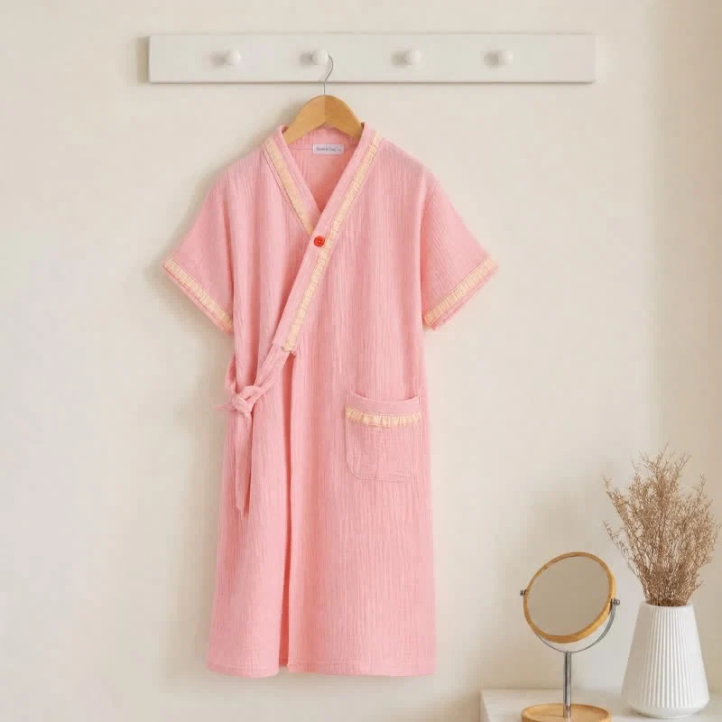 Unique Ownkoti Ruffle Trim Kids 39 Cotton Muslin Robe Powerful