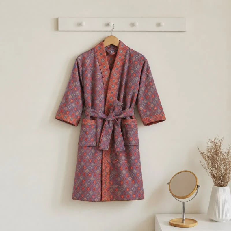 Solid Ownkoti Vintage Geometric Kids 39 Cotton Kimono Robe Safe