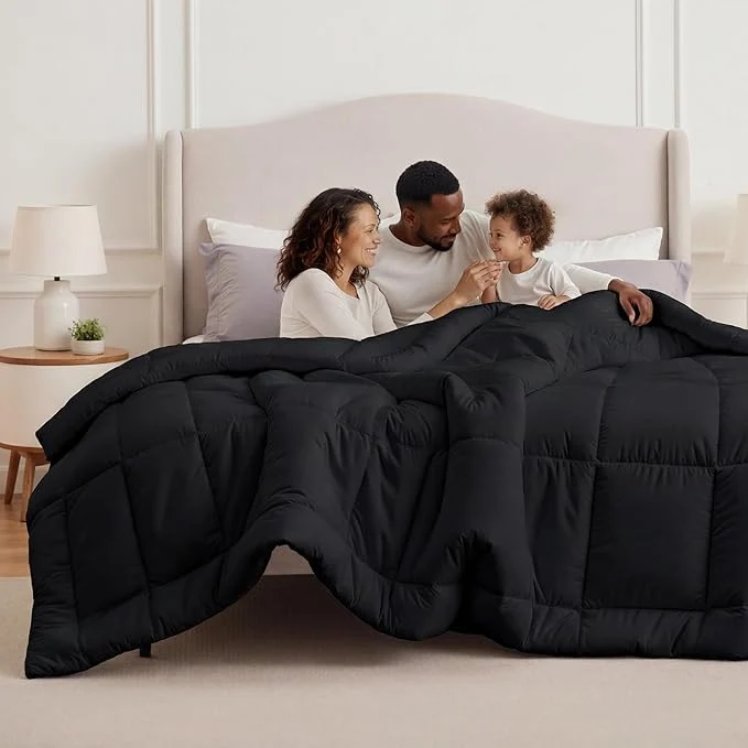 Optimized Bedsure Comforter Duvet Insert – Quilted Comforters Oversized King Size All Season Duvet GentleSoft Down Bedding with 8 Tabs Gifts for Women Men Black Oversized King 116 x 98 Inches Minimalist