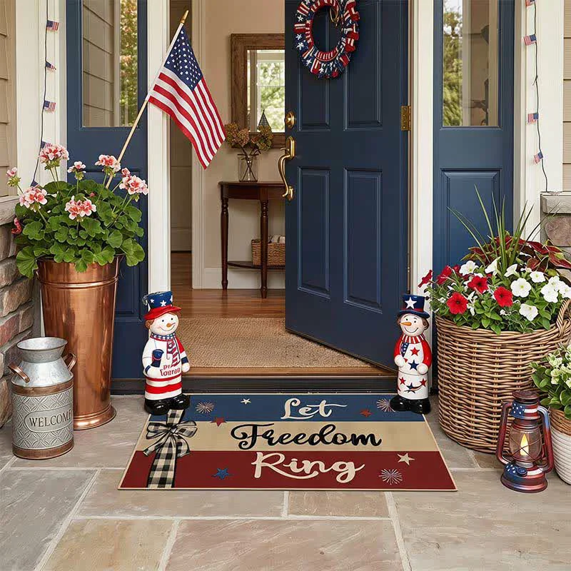 Contemporary Ownkoti Let dom Ring Patriotic Crystal Velvet Entryway Rug Casual