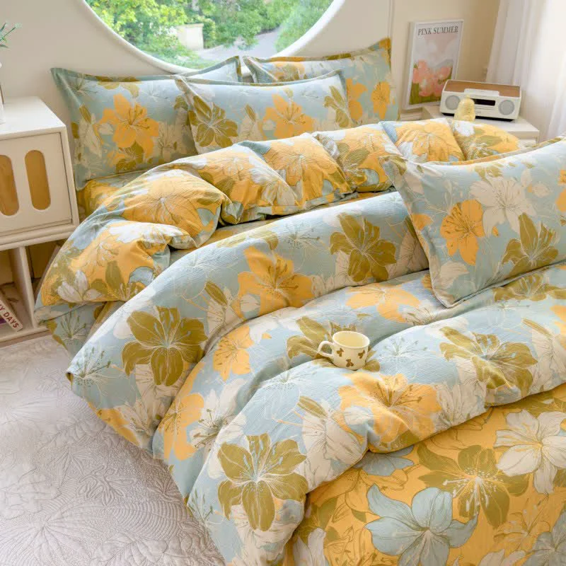 Fine Ownkoti Lily Floral Cotton Double Gauze Bedding 4PCS Exceptional