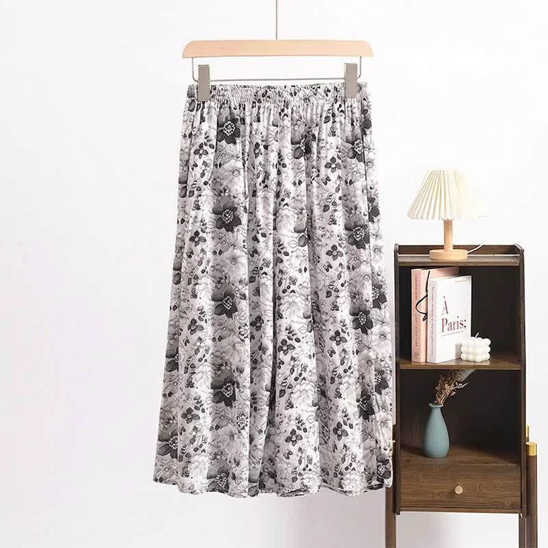 Lightweight Ownkoti Vintage Black Floral Cropped Sleep Pants Premium