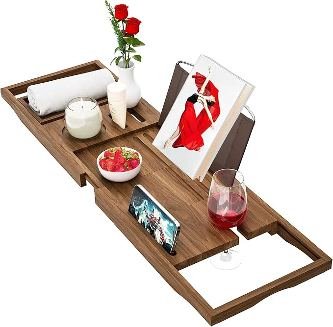 Superior Premium Teak Bathtub Tray Caddy Wooden Bath Caddy Trays Authentic