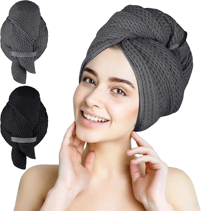 Healthy HOMEXCEL 2 Pack Large Microfiber Hair Towels Waffle Weave- 40 x 26.5 inches Fast