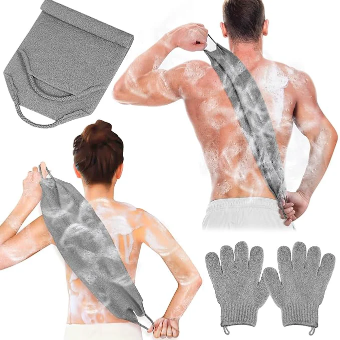 Enhanced Anezus Exfoliating Back Scrubber Bath Gloves Set Exfoliating Shower Towel Dependable