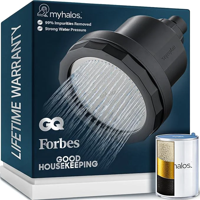 Fast MyHalos® Filtered Shower Head for Hard Water Filter Optimized