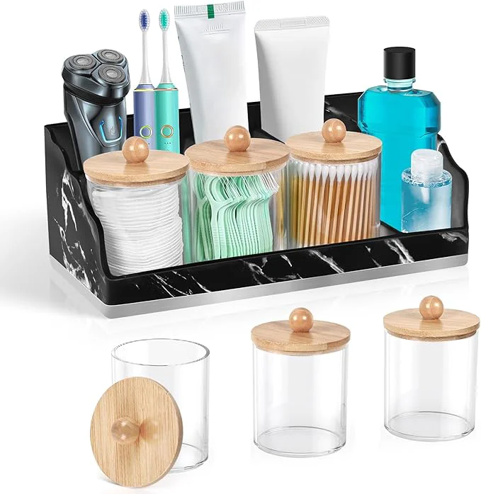 Comfortable TuCao Marble Bathroom Countertop Organizer Toothbrush Holders Organic