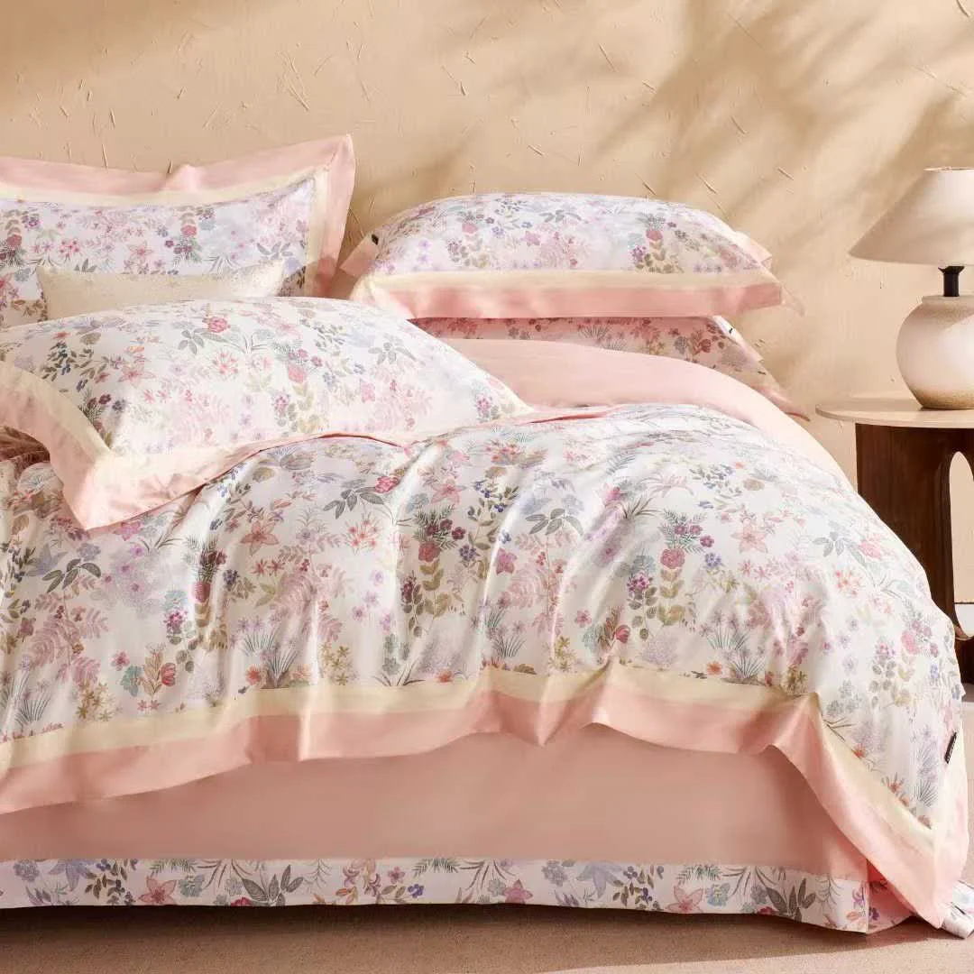 Elite Ownkoti Muted Pink Ditsy Floral Cotton Bedding Set 4PCS Minimalist