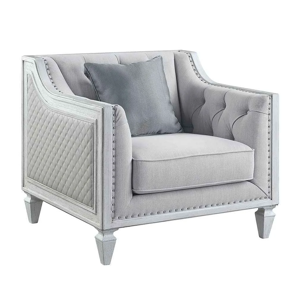 Reusable Katia – Chair With Pillow – Light Gray Linen amp Weathered White Pure
