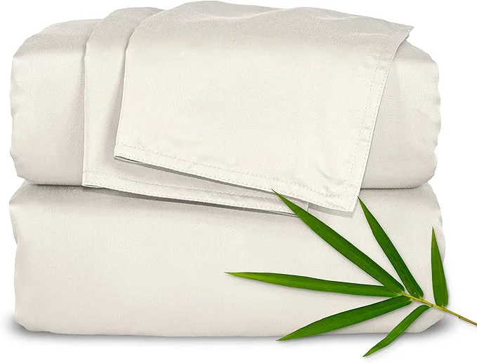 Versatile Pure Bamboo Queen Sheets Organic Viscose Derived from Bamboo Bed Sheet Set Luxuriously Soft amp Cooling Double Stitching 2 Year Quality Promise Queen Ivory Flexible