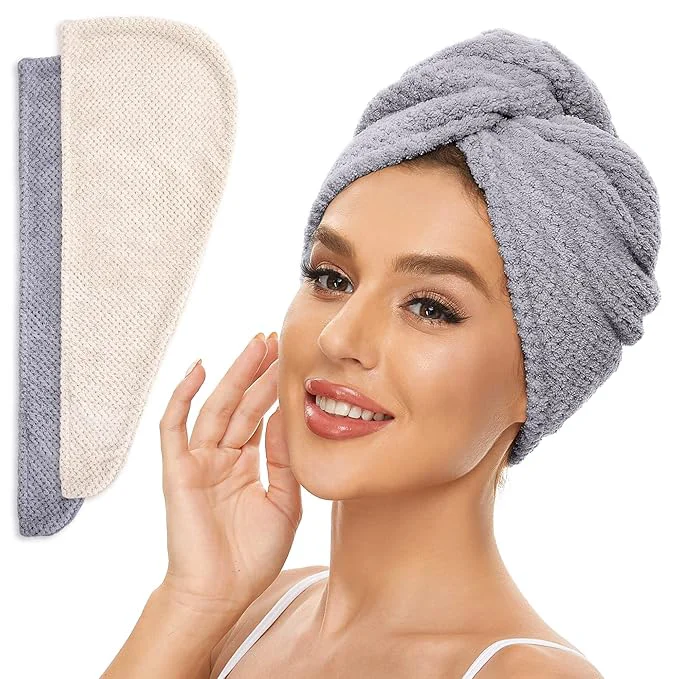 Innovative SimpleField 2 Pack Microfiber Hair Towel Wrap Smooth
