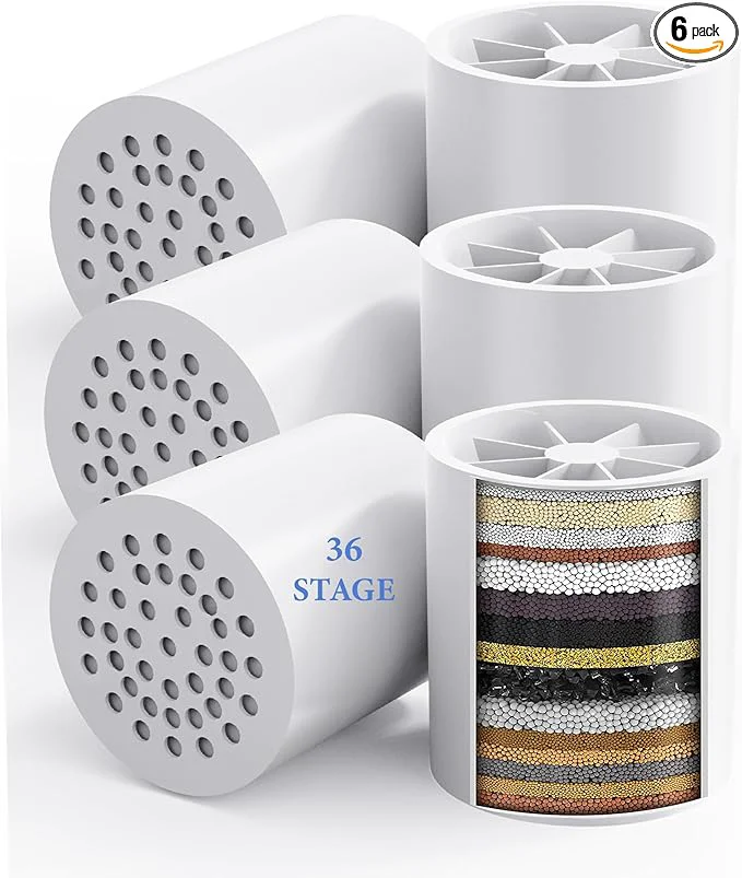Certified 6 Pack 30 Stage Universal Shower Filter Cartridge -Removes Chlorine Solid