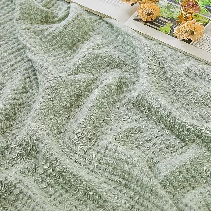 Innovative EMME Cotton Muslin Twin XL Blanket Breathable Gauze Soft Lightweight Blankets Adults Gifts for Women Heather Sage Green 66 quot x90 quot Casual